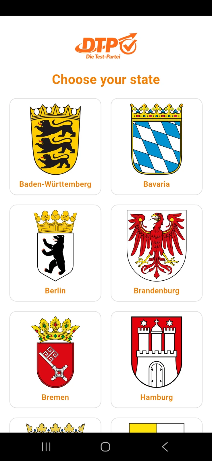 Auswahl des Bundeslands