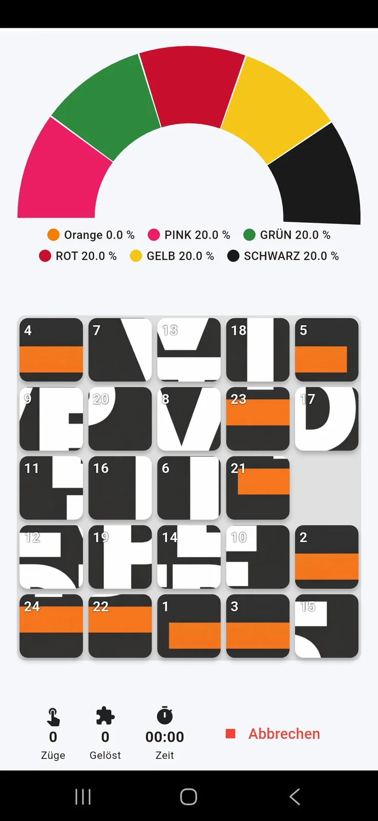 Spielscreen 5x5 Raster