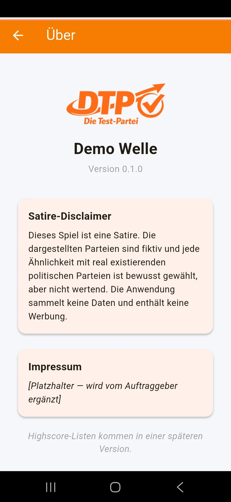 About page with disclaimer and imprint